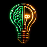 Logo de Business Secret Files: cerebro y bombilla en verde y dorado